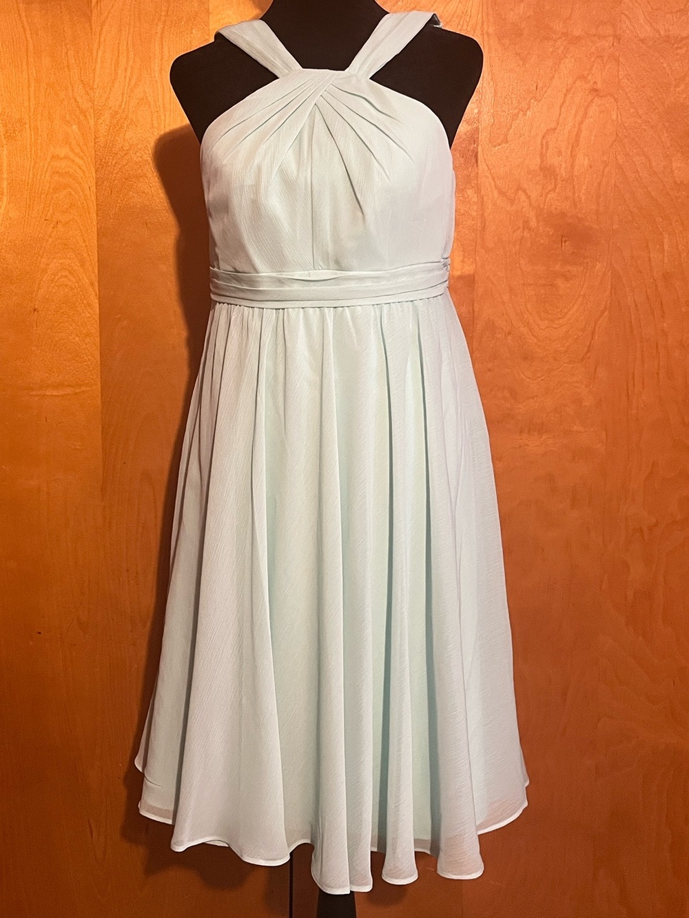 David's Bridal Size 8 Light Mint Halter Midi Dress